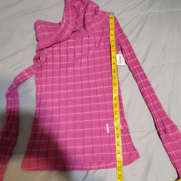NWT Free People S Snowbunny Girlfriend Ribbed LS Fuchsia Fizz Combo - Picture 11 of 12